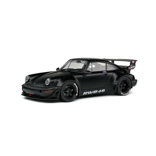 1:18 scale die-cast model of the 2016 Porsche 911 (964) RWB Bodykit in Darth Vader Black with widebody design