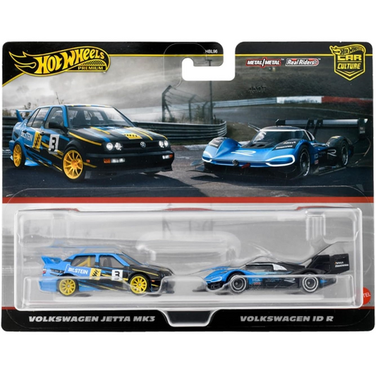 Hot Wheels Premium Car Culture 2-Pack – Volkswagen Jetta MK3 & Volkswagen ID R HBL96 HRR83 Die-Cast Models