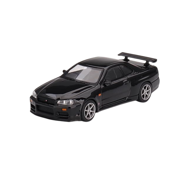 MINI GT 1:64 Nissan Skyline GT-R (R34) V-Spec – Black Pearl #570 Die-Cast Model MiJo Exclusive Die-Cast Model MGT00570-MJ