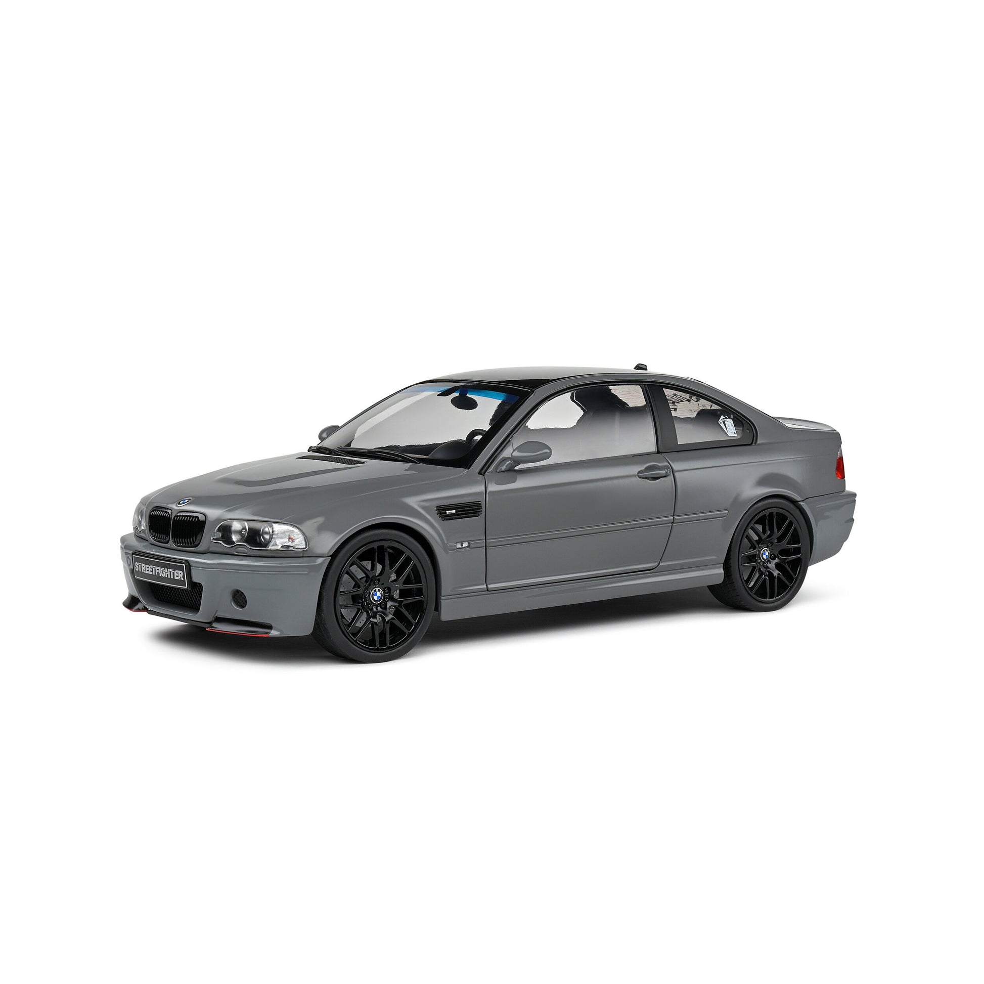 1:18 scale die-cast model of the 2000 BMW E46 M3 CSL Coupe Streetfighters in Nardo Grey with detailed features