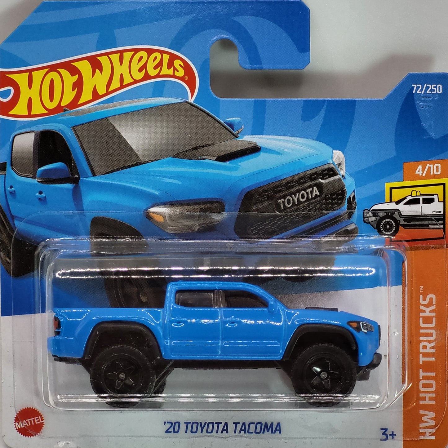 Hot Wheels '20 Toyota Tacoma in blue with off-road detailing, part of the HW Hot Trucks series, 72/250 from 2022