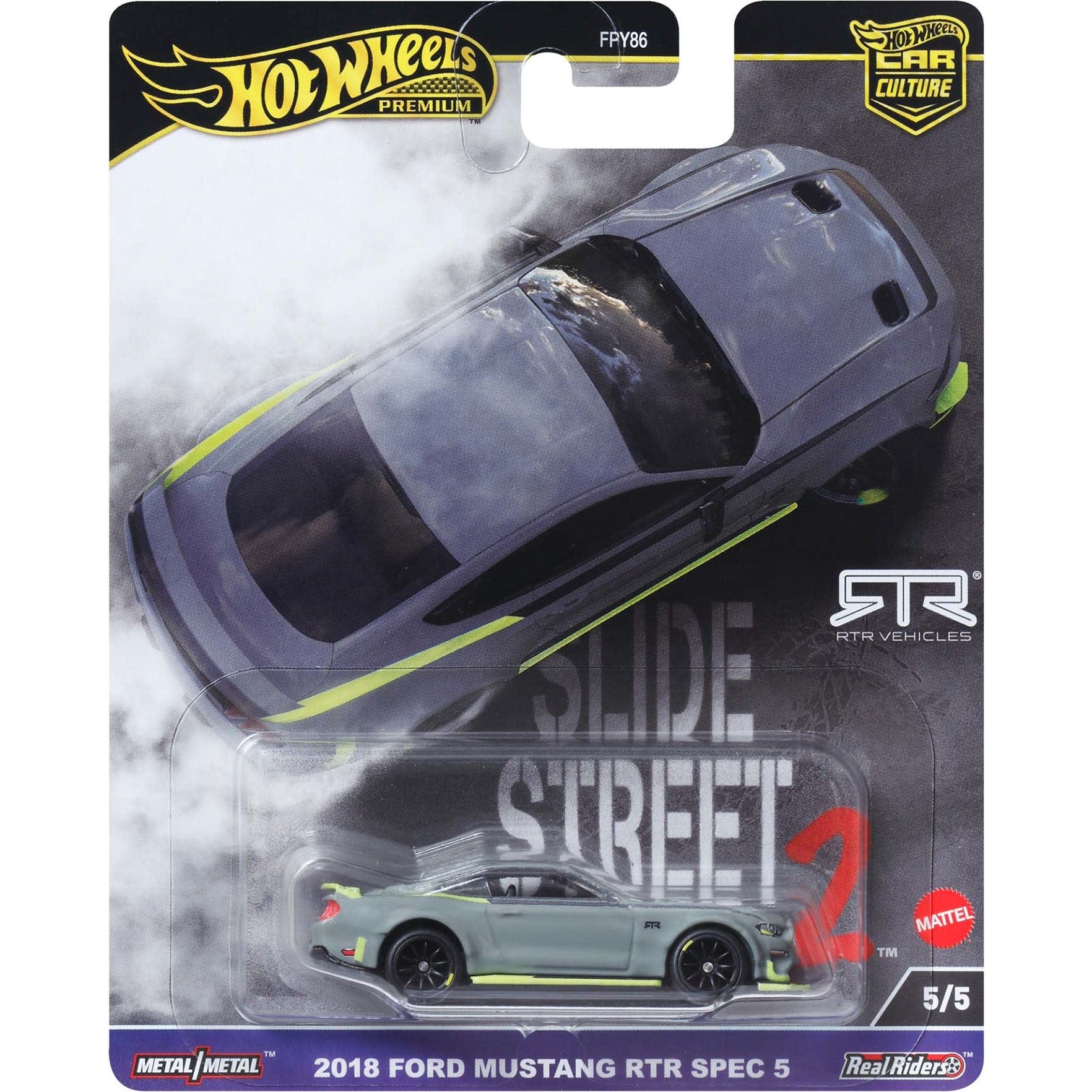 Hot Wheels 2018 Ford Mustang RTR Spec 5 Premium Street Slide 2 1/64 Die-Cast Model