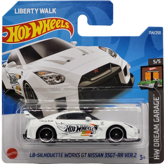 Hot Wheels LB-Silhouette Works GT Nissan 35GT-RR Ver.2 in metallic black with Liberty Walk livery, part of the HW Dream Garage series, 165/250 from 2022