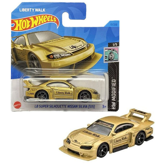 Hot Wheels LB Super Silhouette Nissan Silvia (S15) in gold with wide-body design, part of the HW Modified series, 2023, 17/250