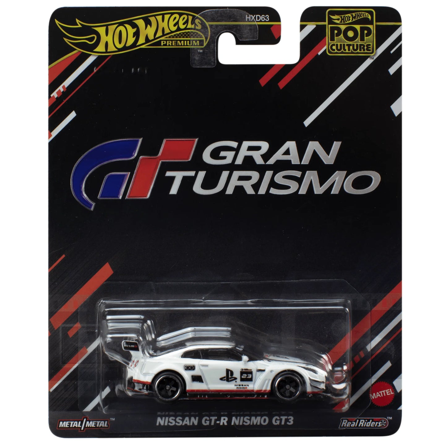 Hot Wheels Nissan GT-R NISMO GT3 in white with racing livery, part of the Premium Gran Turismo series

