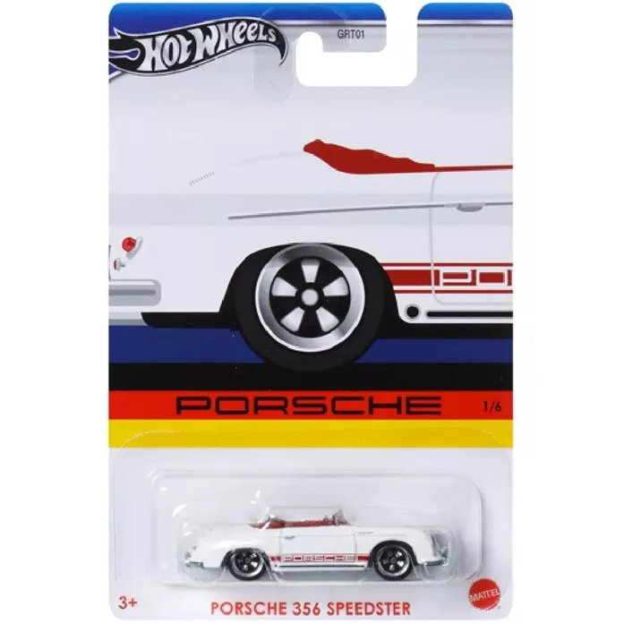 Hot Wheels Porsche 356 Speedster in silver with classic detailing, part of the Celebrations series, HRW56