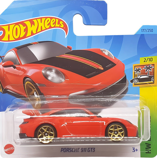 Hot Wheels Porsche 911 GT3 in white with aerodynamic styling, part of the HW Exotics series, 177/250 from 2023