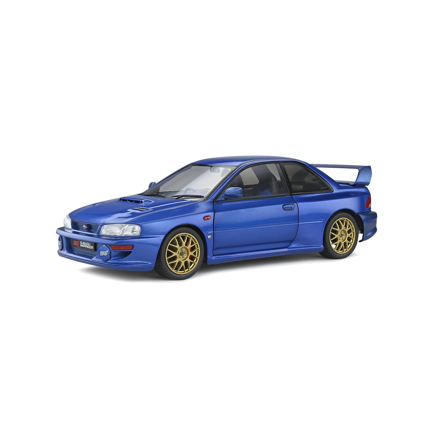 Solido 1:18 scale die-cast model of the 1998 Subaru Impreza 22B in Sonic Blue