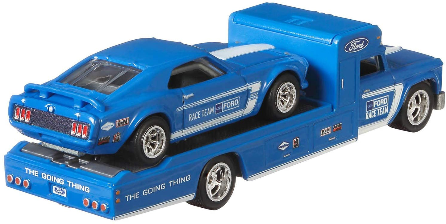 HotWheels Team Transport | '69 Ford Mustang Boss 302 & Retro Rig Ford Race Team #19 | FLF56